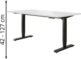 Ergotopia Desktopia Pro X elektrisch höhenverstellbarer Sitz-Steh-Schreibtisch 160x80cm weiß/schwarz