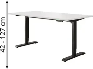 Ergotopia Desktopia Pro X elektrisch höhenverstellbarer Sitz-Steh-Schreibtisch 160x80cm weiß/schwarz