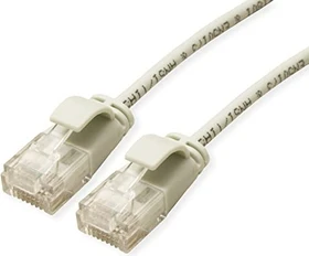 Roline / Secomp DataCenter Slim Patchkabel, Cat6a, U/UTP, RJ-45/RJ-45, 0.15m, grau