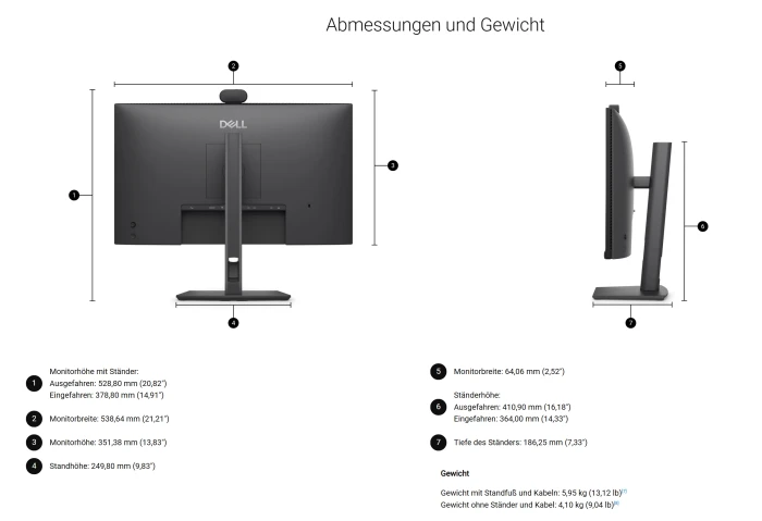 Dell Pro P 24 USB-C Hub Conferencing Monitor P2426HEB, 23.8"