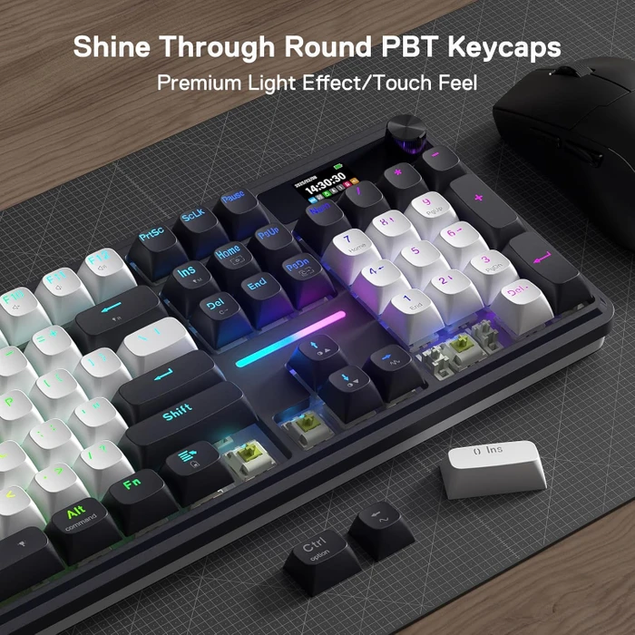 Redragon Terraflare K762 Pro Wireless, White & Blue, LEDs RGB, Mint Mambo, USB/Bluetooth, US