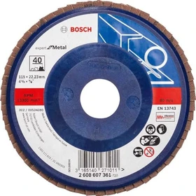 Bosch Professional X551 Expert for Metal Fächerschleifscheibe gerade K40, 115x22.23mm, 1 Stück
