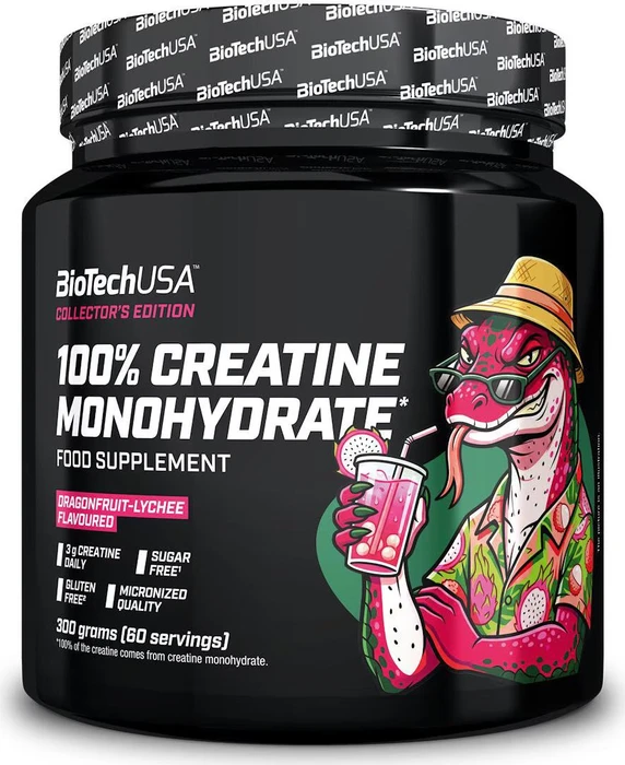BioTech USA 100% Creatine Monohydrate Drachenfrucht Litschi 300g