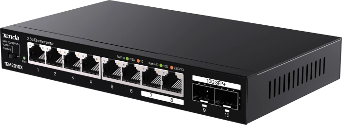 Tenda TEM2000 Desktop 2.5G Switch, 8x RJ-45, 2x SFP+