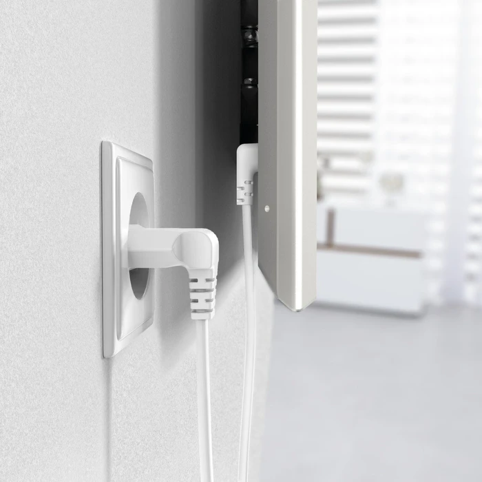 Hama Euro-Netzkabel gewinkelt/gewinkelt, 5m weiß