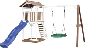 Axi Spielturm Beach Tower mit Rutsche und Nestschaukel braun/weiß/grün/blau