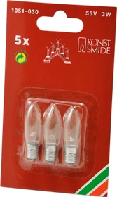 Konstsmide Riffelkerze 55V Ersatzbirne für Weihnachtsbeleuchtung klar E10 3W, 3 Stück