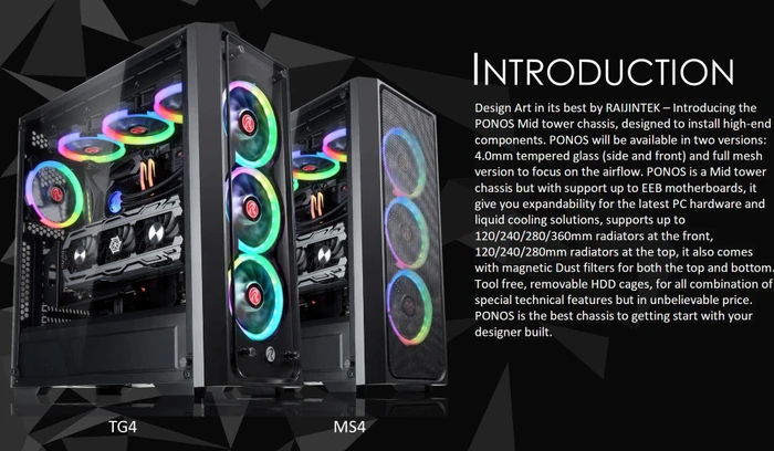 Raijintek Ponos TG4, Glasfenster