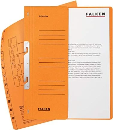 Falken Einhakhefter A4, 1/2 Vorderdeckel, kaufmännische Heftung, A4, orange