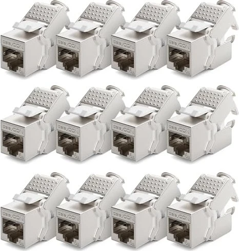 deleyCON Keystone Modul RJ-45 Buchse via Verlegekabel, Cat6a, STP, 12er-Pack