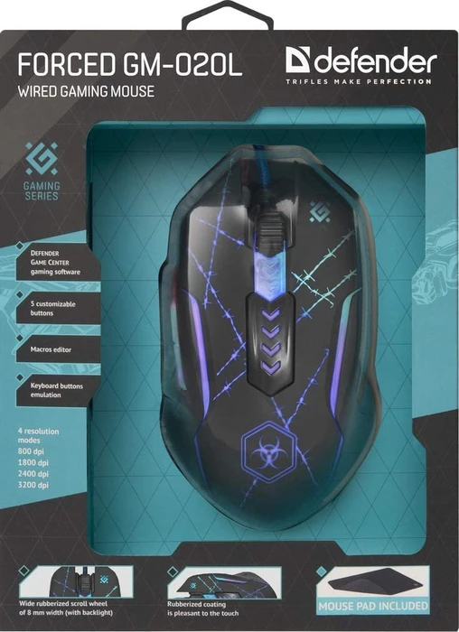Defender Forced GM-020L RGB Gaming Mouse schwarz, USB