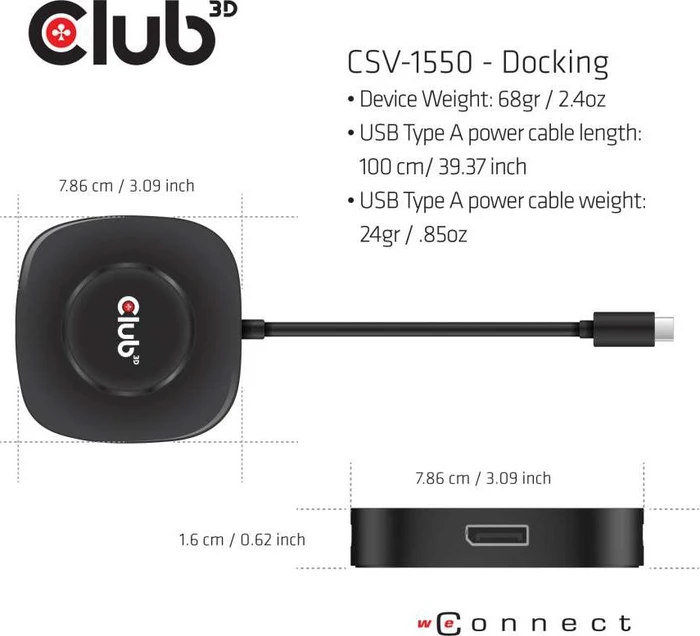 Club 3D Multi Stream Transport MST Hub, USB-C 3.0 auf 3x DisplayPort 1.4 Adapter