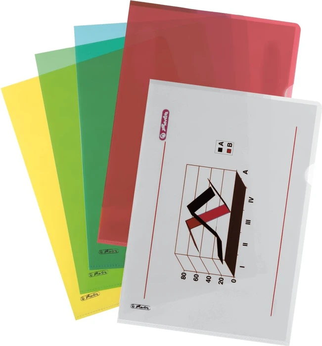 Herlitz Sichthülle für Akten mit Pyramidenprägung, A4, farbig sortiert, 10er-Pack