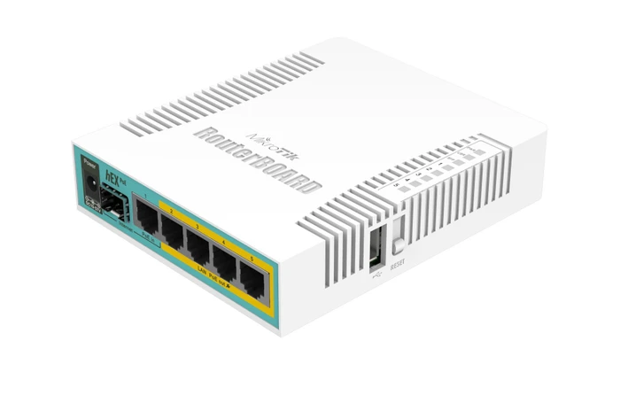 MikroTik RouterBOARD hEX PoE Gigabit Router, 5x RJ-45, 1x SFP, PoE