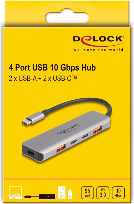 DeLOCK 4 Port USB Hub, USB-C 3.1 [Stecker]