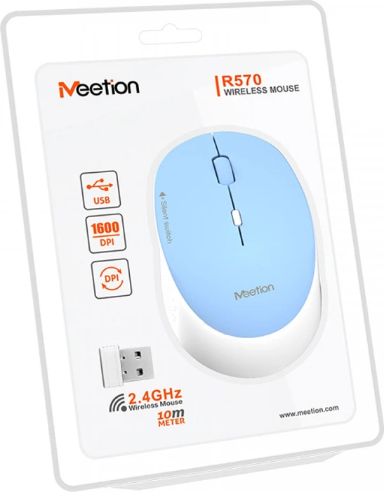 Meetion R570 Wireless Silent Mouse blau, USB