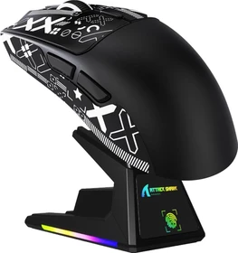 Attack Shark X1 Tri-mode Wireless Gaming Mouse mit Ladestation, schwarz, inkl. Grip Tape, USB/Bluetooth