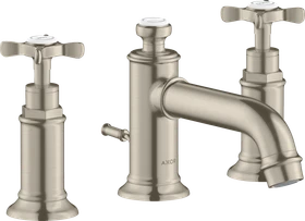 Hansgrohe Axor Montreux 3-Loch Waschtischarmatur 30 mit Kreuzgriffen und Zugstangen-Ablaufgarnitur brushed nickel