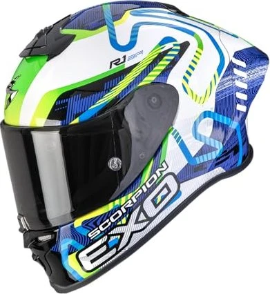 Scorpion EXO-R1 Evo II Air Cornering weiß/blau/grün