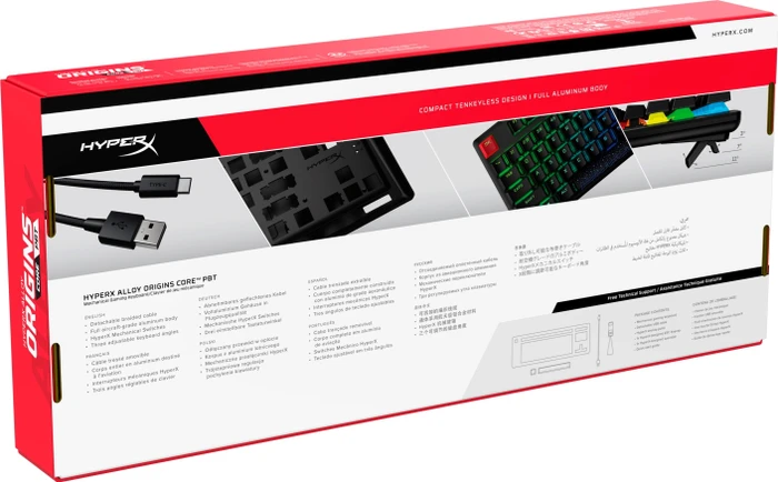 HP HyperX Alloy Origins Core, PBT, LEDs RGB, HyperX RED, USB, FR