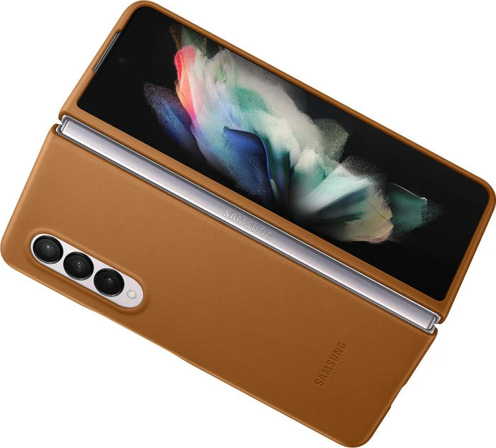 Samsung Leather Cover für Galaxy Z Fold 3 5G Camel
