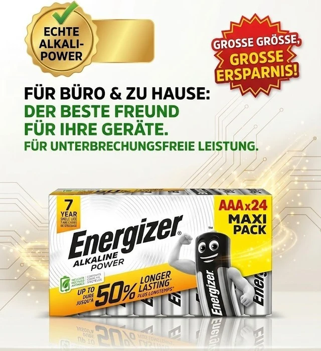 Energizer Alkaline Power Micro AAA, 24er-Pack (E303271700)