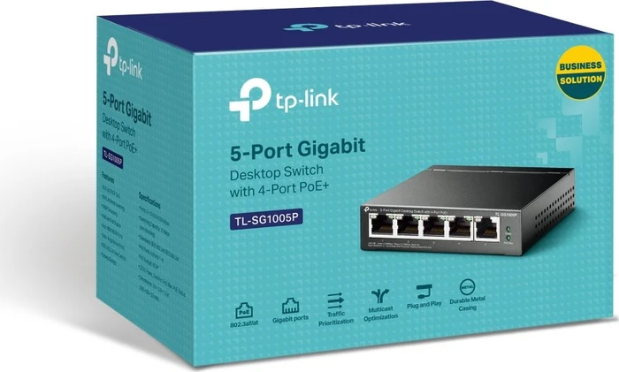 TP-Link TL-SG1005P Desktop Gigabit Switch, 5x RJ-45, 56W PoE