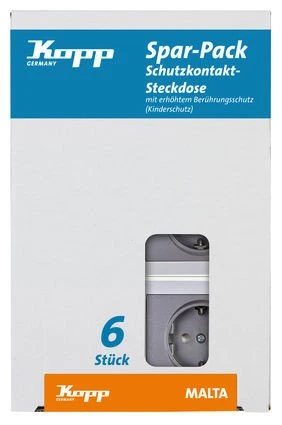 Kopp Malta Profi-Pack: 6 Steckdose, anthrazit/silber