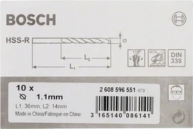 Bosch Professional HSS-R Spiralbohrer, 1.1x14x36mm, 10 Stück