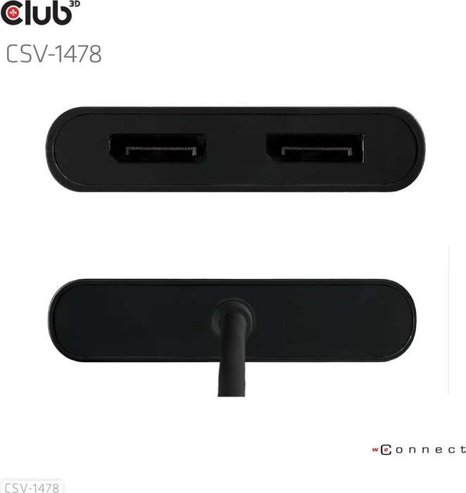 Club 3D USB-C 2x Displayport Videosplitter, USB-C 3.0 [Stecker]