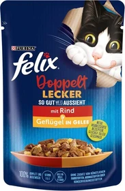Purina Felix So gut wie es aussieht Doppelt Lecker mit Rind und Geflügel in Gelee, 85g