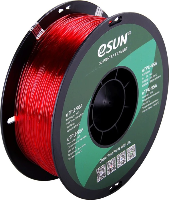 eSUN eTPU-95A, transparent red, Spule, 1.75mm, 1.00kg