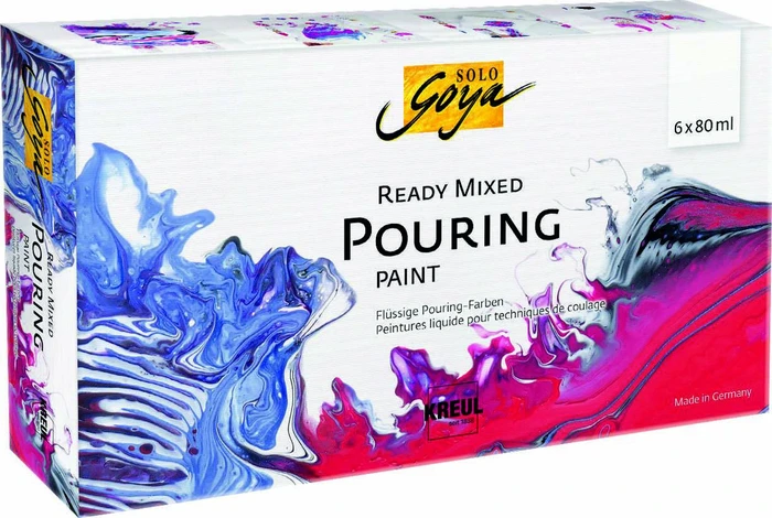 Kreul Solo Goya Ready Mixed Pouring Acrylfarbe, 6 Farben, 80ml, 6er-Set (87230)