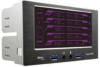 AeroCool Touch 2100, 2x 5.25" Dualbay Lüftersteuerung, 5-Kanal
