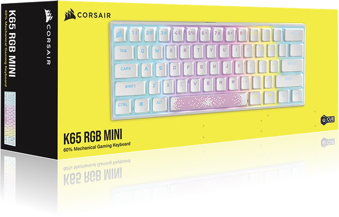 Corsair Gaming K65 RGB Mini, 60%, weiß, MX SPEED RGB Silver, USB, DE
