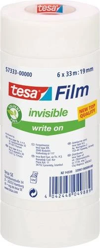 tesa tesafilm Invisible transparent/weiß, Klebestreifen, 19mm/33m, 6 Stück