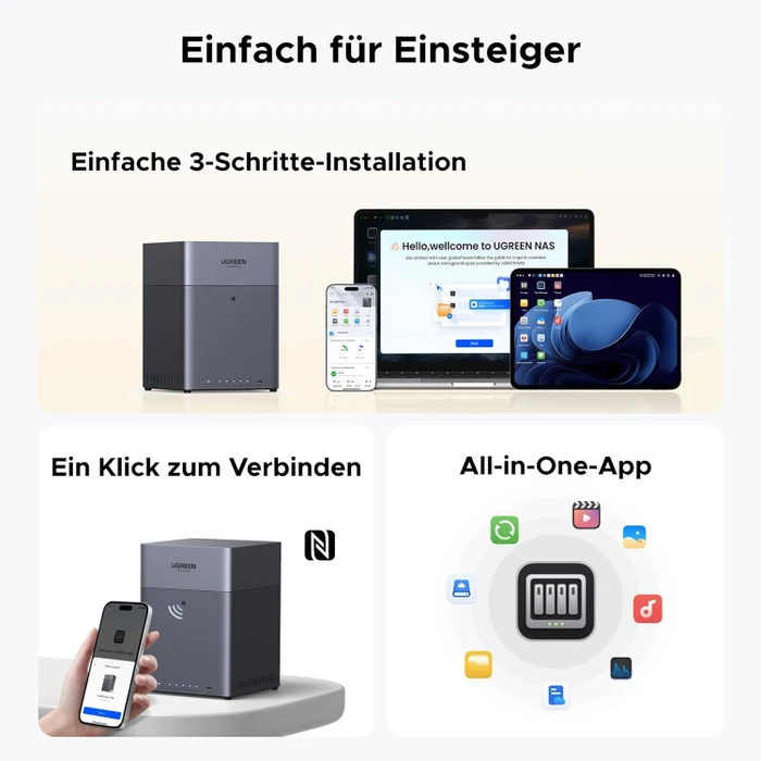 Ugreen NASync DH4300 Plus, 8GB RAM, 1x RJ-45 2.5GBase-T, 1x USB-C 3.0