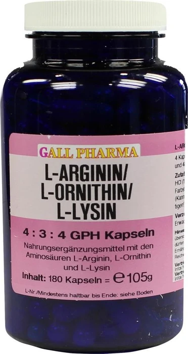 L-Arginin/L-Ornithin/L-Lysin 4:3:4 GPH Kapseln, 180 Stück