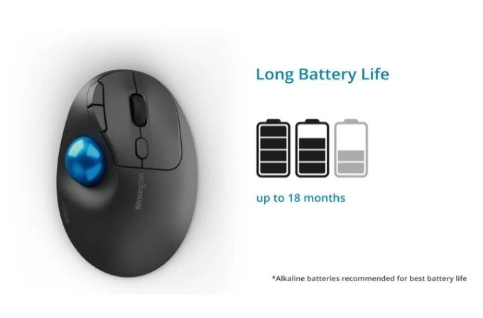 Kensington Pro Fit Ergo TB450 Trackball schwarz/blau, USB-A/Bluetooth