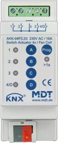 MDT Schaltaktor AKK Kompakt 4-fach, 2TE REG, 16A, mit Fan-Coil Steuerung (AKK-04FC.03)