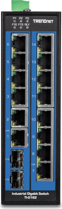 TRENDnet TI Hardened Industrial Railmount Gigabit Switch, 14x RJ-45, 2x SFP