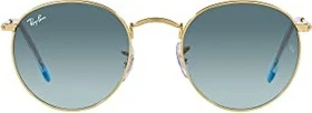 Ray-Ban RB3447 Round Metal 50mm polished gold/blue