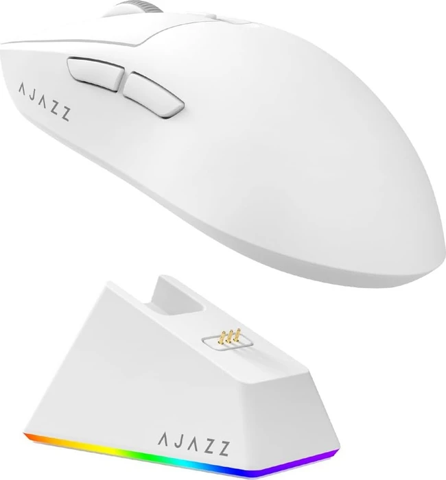 Ajazz AJ139 V2 MC Gaming Mouse mit Ladestation, weiß, USB/Bluetooth