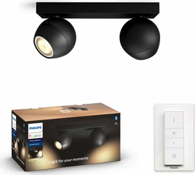 Philips Hue White Ambiance Buckram 2-flammig schwarz