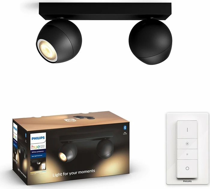 Philips Hue White Ambiance Buckram 2-flammig schwarz