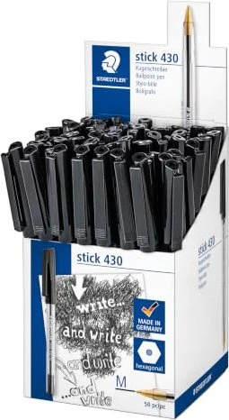 Staedtler Stick 430 Kugelschreiber schwarz, 50er-Pack