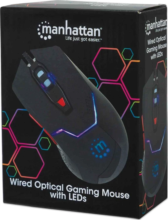 Manhattan Gaming-Maus mit LEDs, schwarz/rot, USB