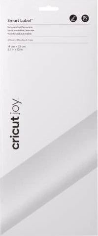 Cricut Joy Smart Writable Vinylfolie ablösbar weiß, 13.9x33cm, 4 Stück