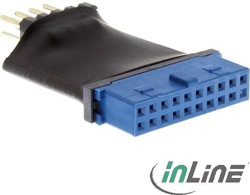 InLine USB 2.0 zu USB 3.0 Adapter, USB 3.0 19-Pin auf USB 2.0 Pfostenstecker intern