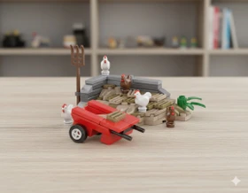 Kiddicraft BrickFarm Misthaufen mit Hühnern